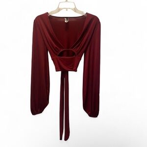 Windsor Deep Red Long Sleeve Blouse